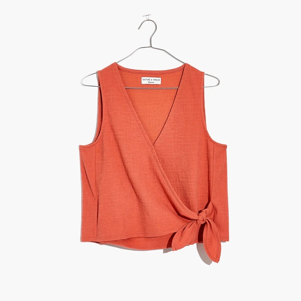 Madewell Orange Wrap Blouse